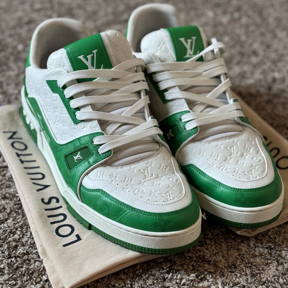 Louis Vuitton Emerald and White Monogram Sneakers
